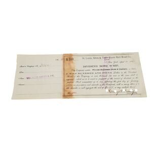 St. Louis, Alton and Terre Haute Rail Road Co NY $550 Bond Railroad Bonds 292